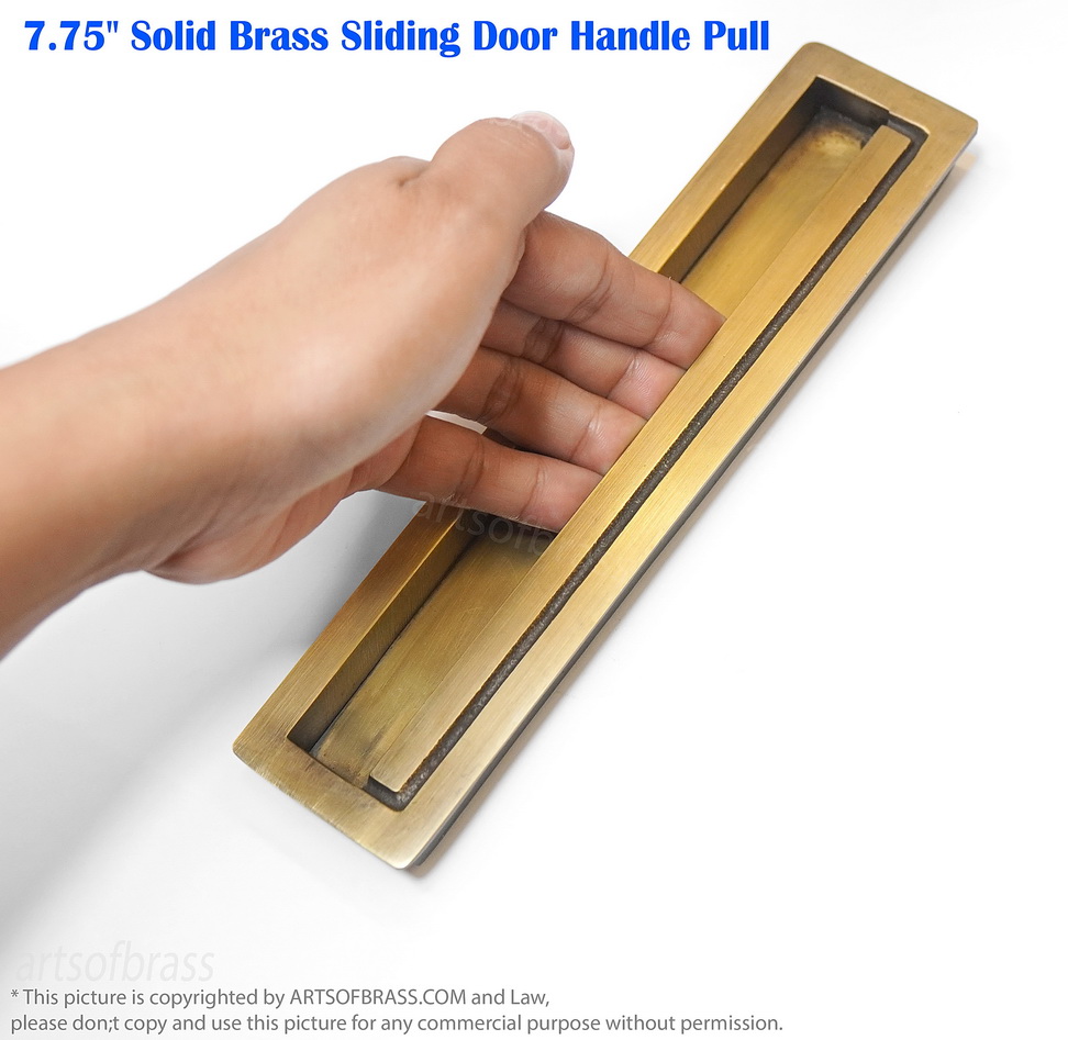 Elegant 7.75" Solid Brass Sliding Door Handle Pull – Vintage Barn Door Hardware 10 large solid brass handle pull for sliding barn door