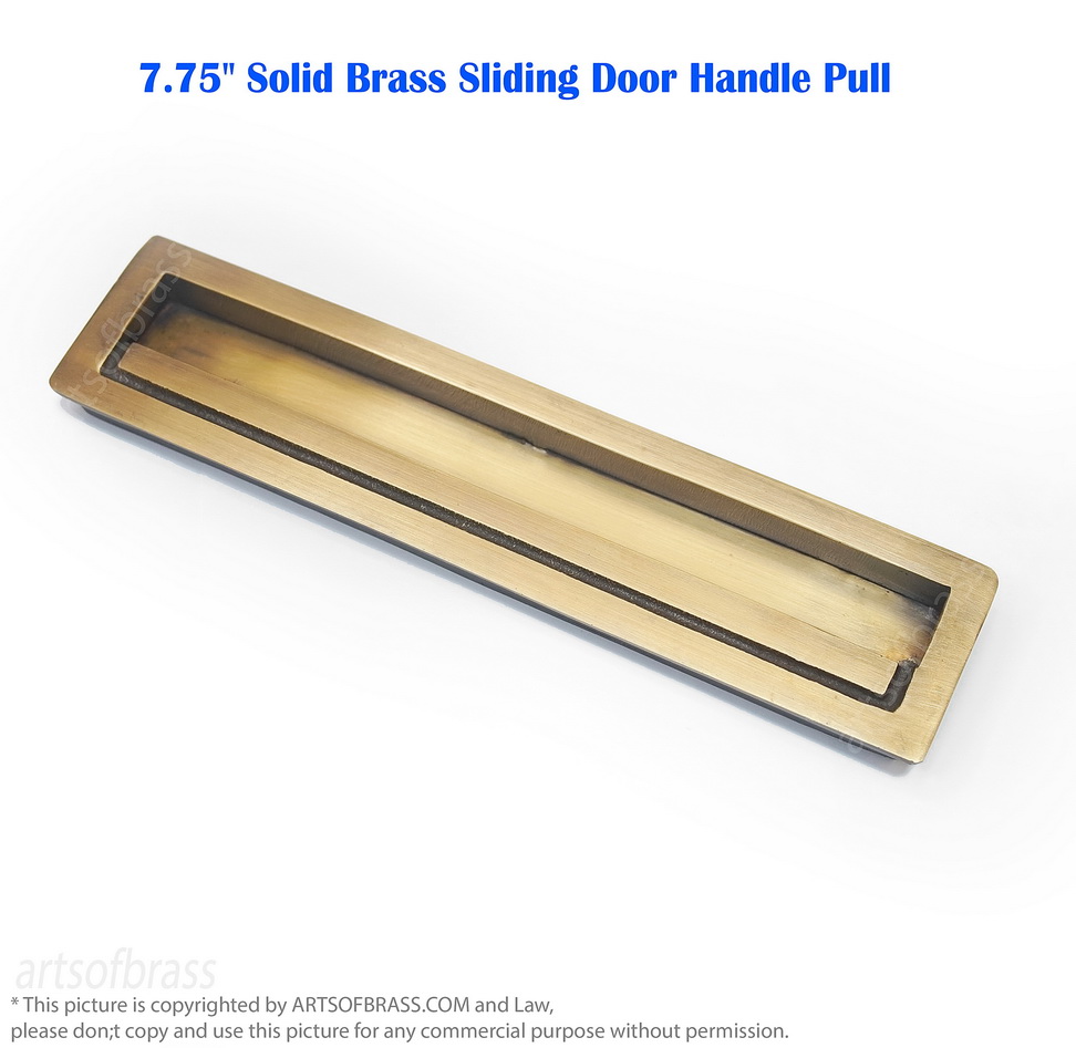 Elegant 7.75" Solid Brass Sliding Door Handle Pull – Vintage Barn Door Hardware 7 solid brass sliding door handle pull for barn door